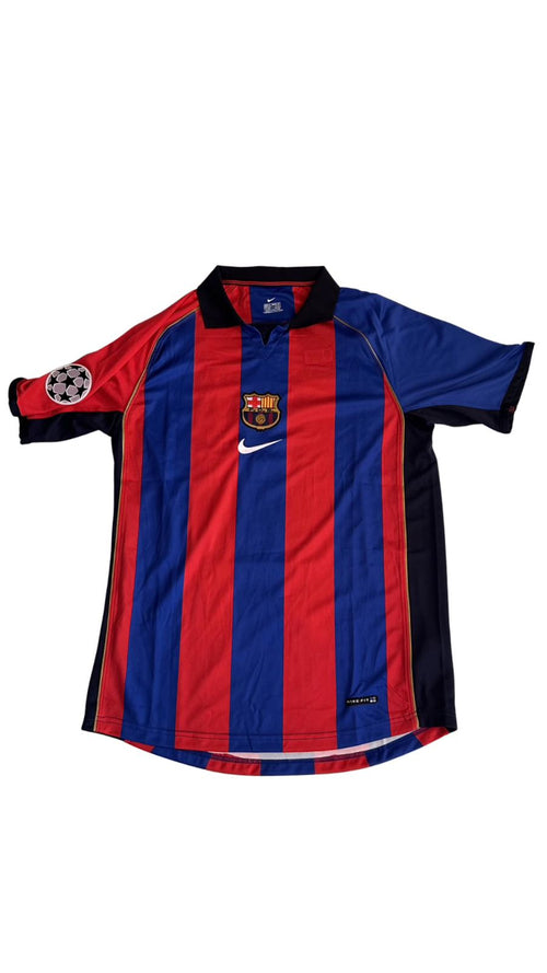 Camiseta Barcelona 2001-2002 Titular Rivaldo #10 / Saviola #7 Retro Kappa