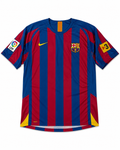 Camiseta Barcelona 2005-2006 Titular Messi #30 / Eto'o #9 Retro Nike