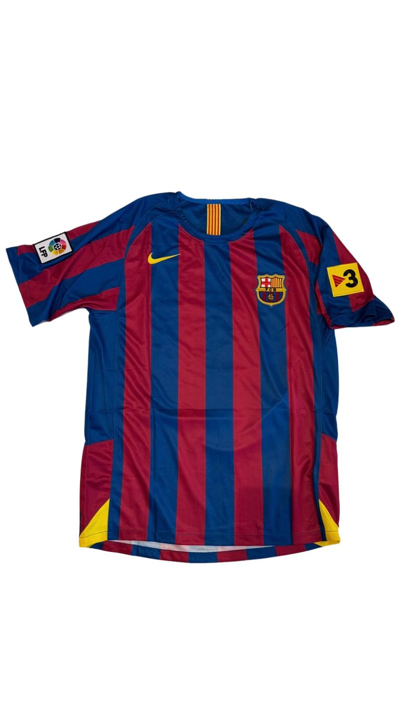Camiseta Barcelona 2005-2006 Titular Messi #30 / Eto'o #9 Retro Nike